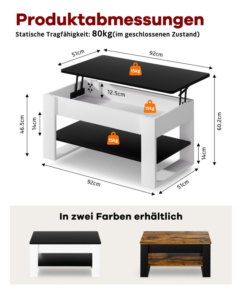 Yorbay Couchtisch mit Lift - Top, Stauraum & Ablage - YW005-D072 - 12 - Yorbay.de