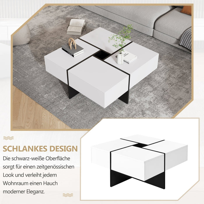 Quadratischer Couchtisch (70x70x35 cm) - Schwarzes und weißes Design - YB - N625P170658B - 11 - Yorbay.de