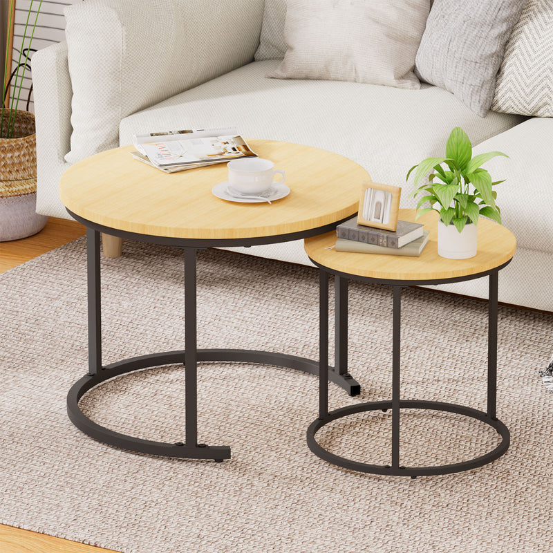 Yorbay 2er - Set Couchtische Rund im Industrie - Design - YB105 - T074 - 2 - Yorbay.de