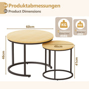 Yorbay 2er - Set Couchtische Rund im Industrie - Design - YB105 - T074 - 3 - Yorbay.de