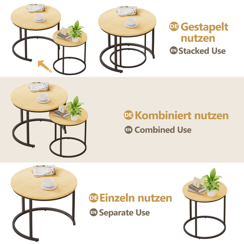 Yorbay 2er - Set Couchtische Rund im Industrie - Design - YB105 - T074 - 4 - Yorbay.de