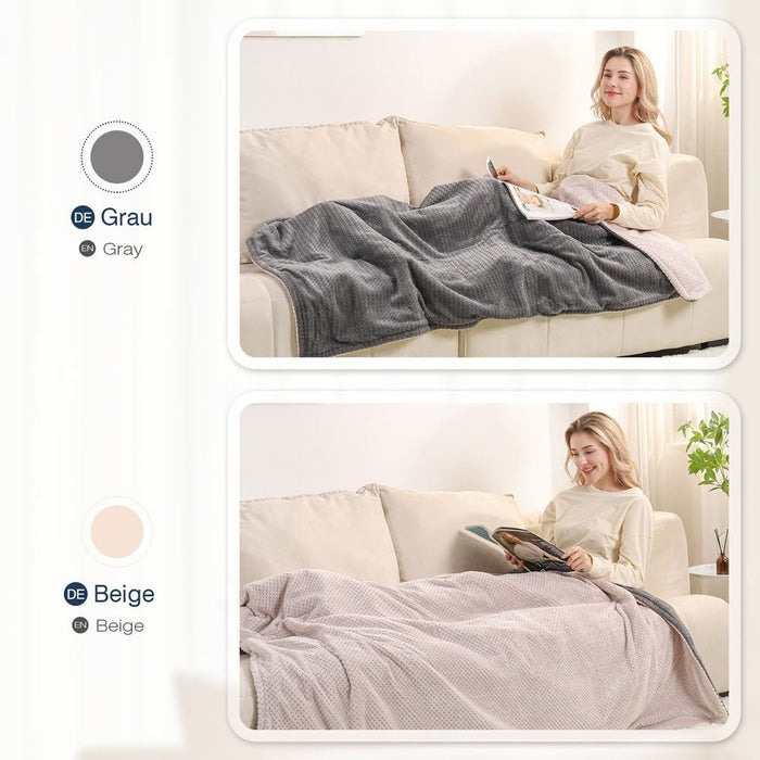 Yorbay doppelseitige Kuschelheizdecke mit 10 Temperaturstufen, grau & beige - H109 - 3 - Yorbay.de