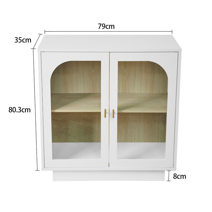 Doppeltür - Schrank mit Bogenelementen, 79 x 35 x 80 cm - YB - W1441P225291 - 3 - Yorbay.de