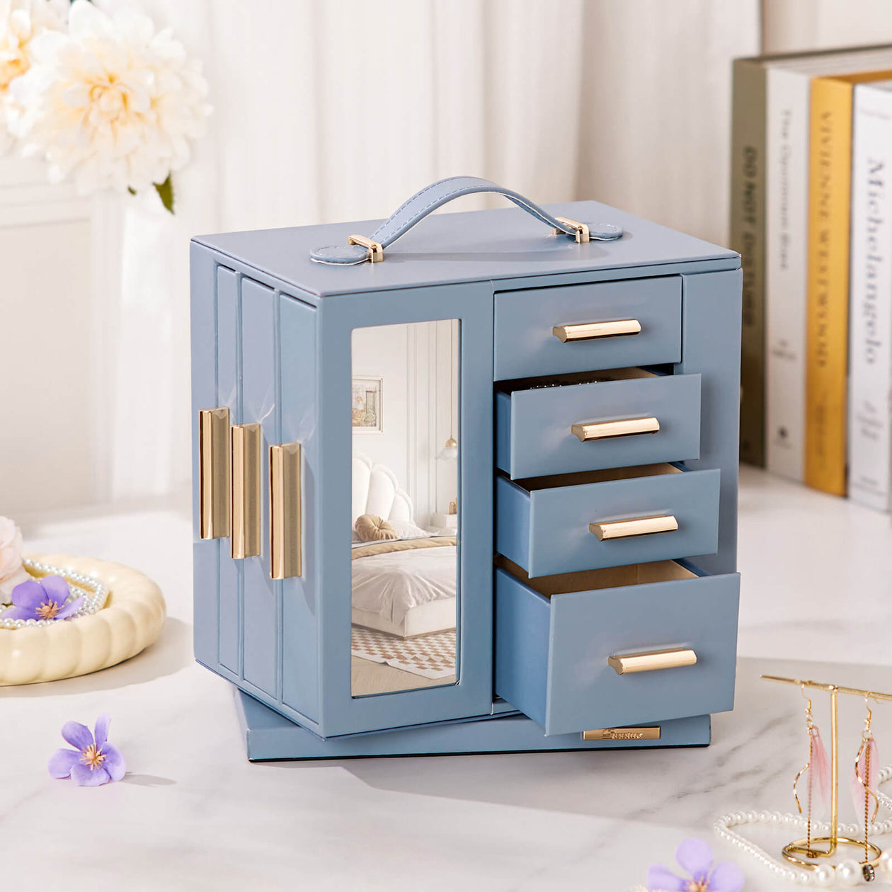 Yorbay Schmuckkästchen mit 360° Drehung Blaugrau - SL008-C148 - 33 - Yorbay.de