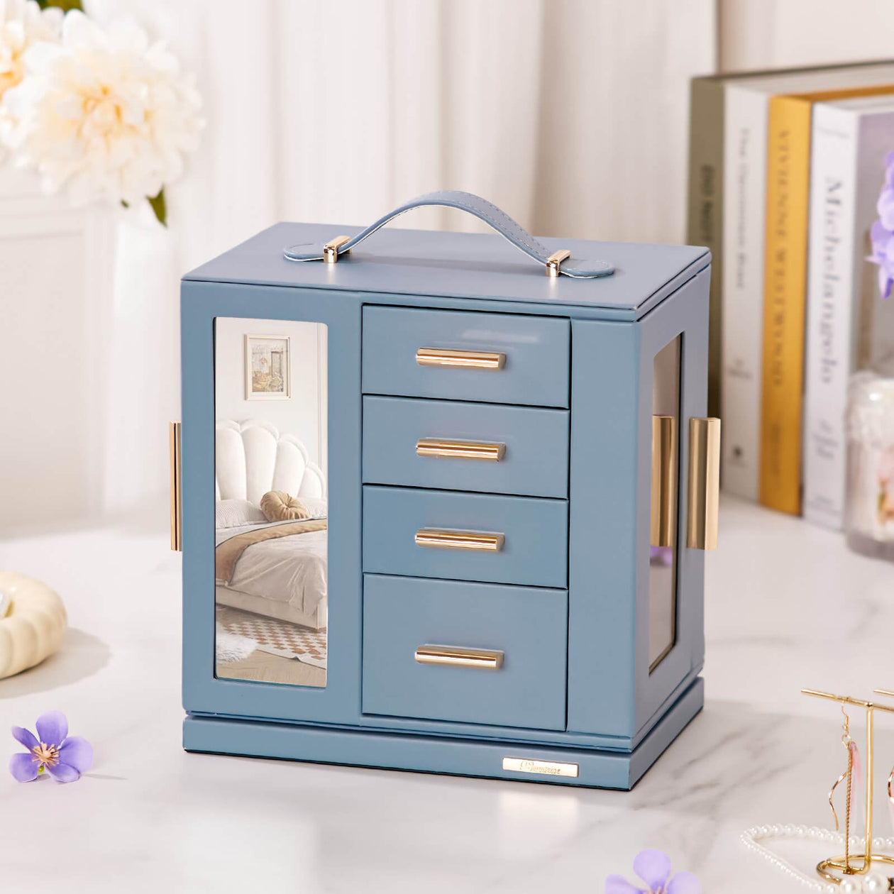 Yorbay Schmuckkästchen mit 360° Drehung Blaugrau - SL008-C148 - 36 - Yorbay.de