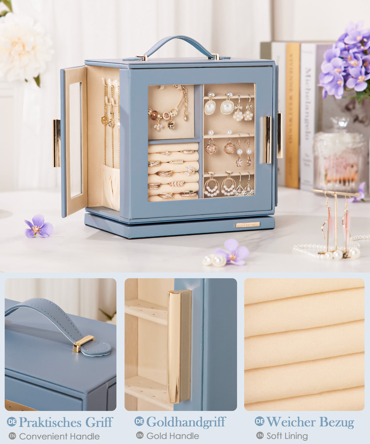 Yorbay Schmuckkästchen mit 360° Drehung Schwarz-Rot - SL008-C152 - 55 - Yorbay.de