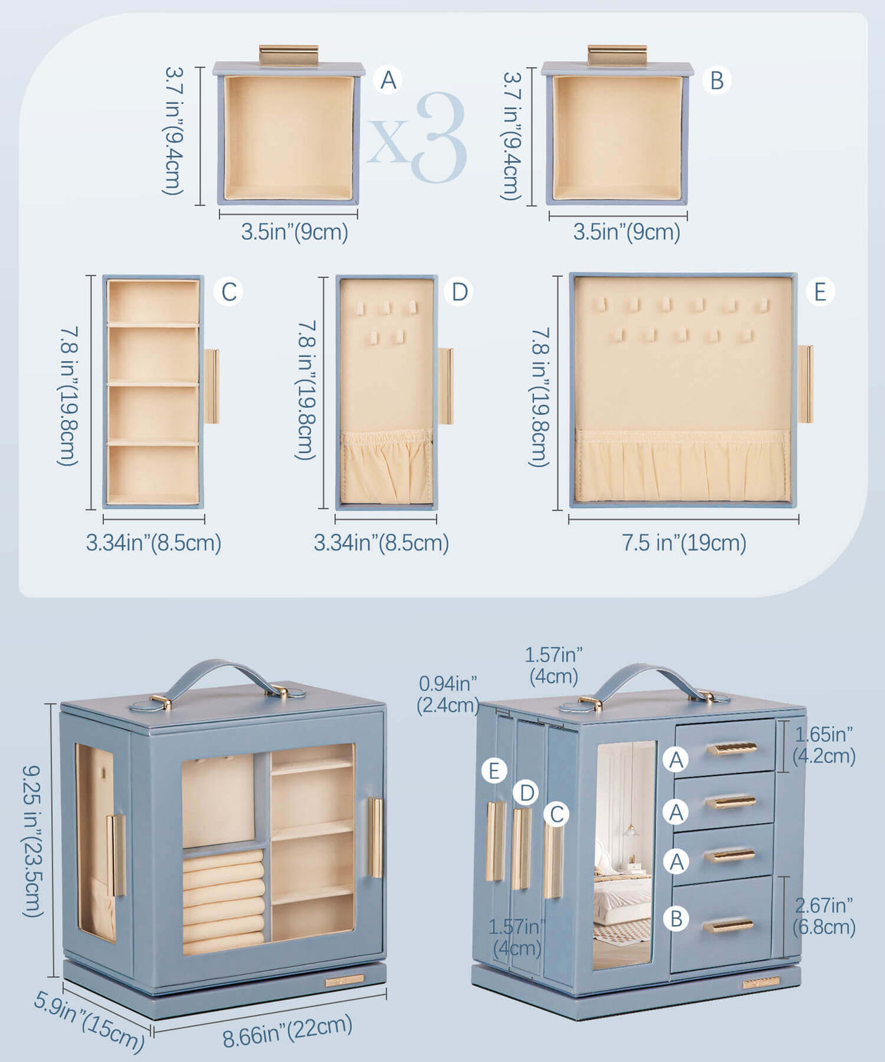 Yorbay Schmuckkästchen mit 360° Drehung Schwarz-Rot - SL008-C152 - 51 - Yorbay.de