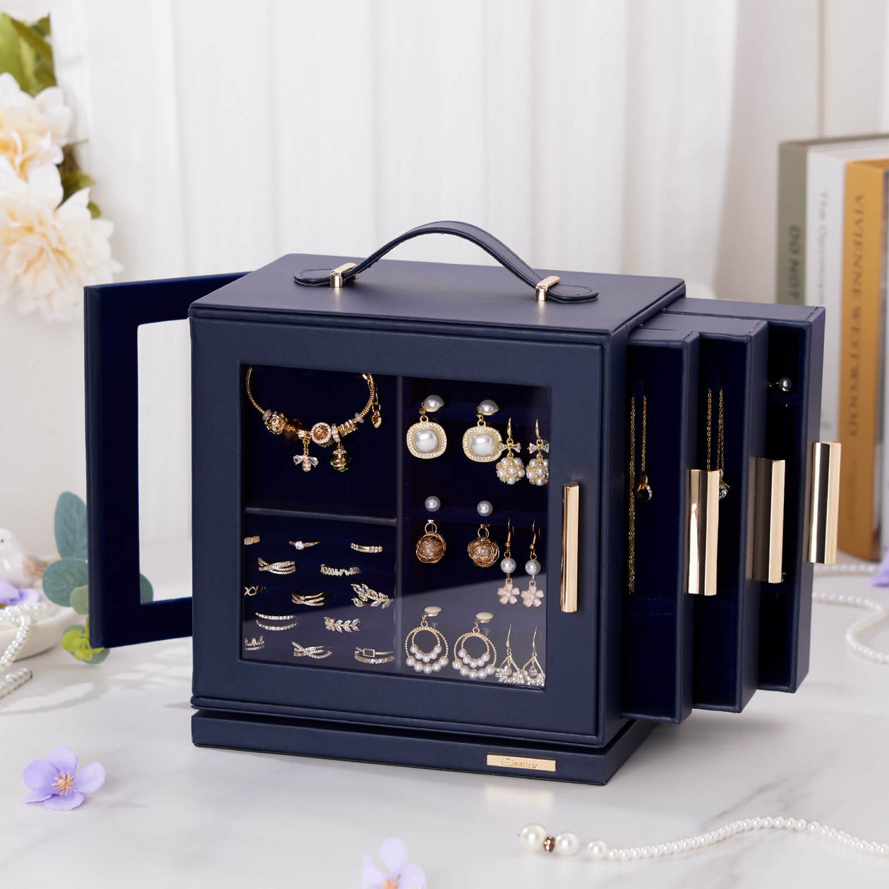 Yorbay Schmuckkästchen mit 360° Drehung Dunkelblau - SL008-C146 - 53 - Yorbay.de