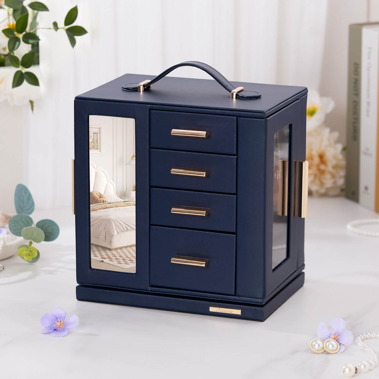 Yorbay Schmuckkästchen mit 360° Drehung Dunkelblau - SL008-C146 - 57 - Yorbay.de