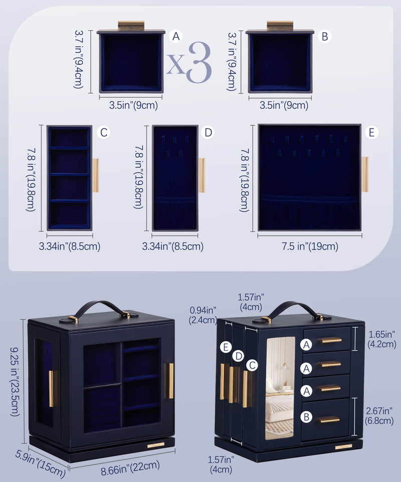 Yorbay Schmuckkästchen mit 360° Drehung Schwarz-Rot - SL008-C152 - 70 - Yorbay.de