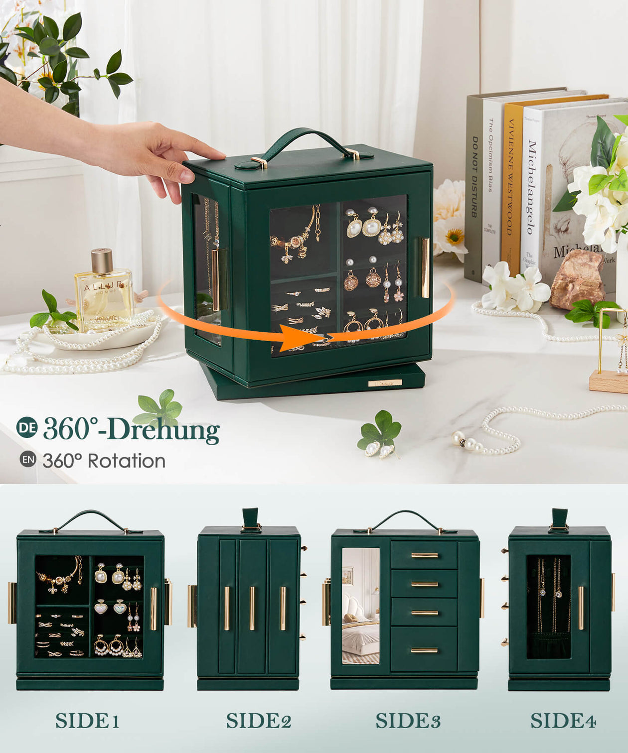 Yorbay Schmuckkästchen mit 360° Drehung Schwarz-Rot - SL008-C152 - 67 - Yorbay.de