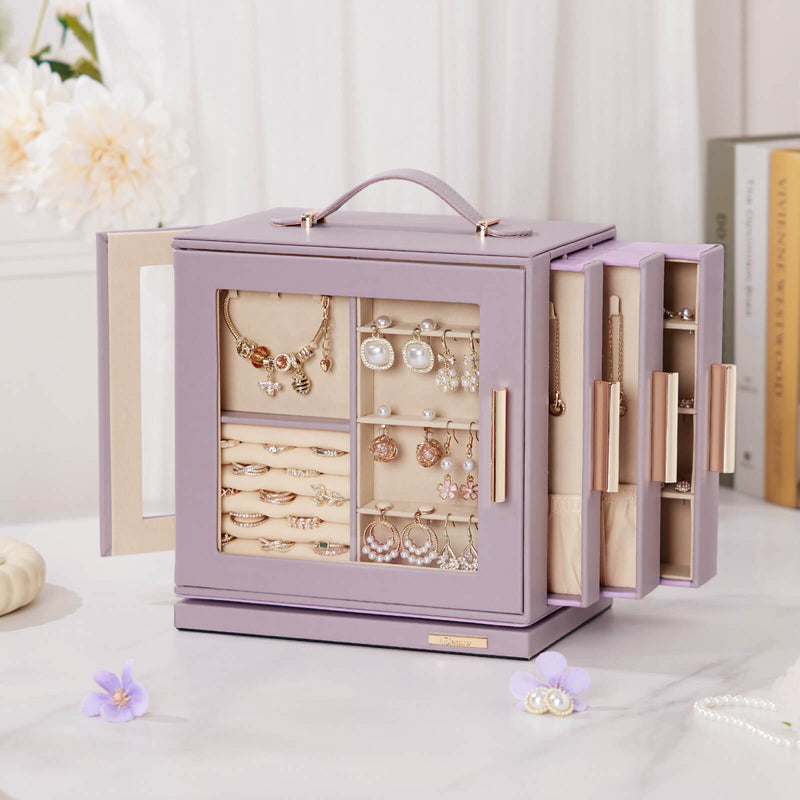 Yorbay Schmuckkästchen mit 360° Drehung Lilagrau - SL008-C149 - 28 - Yorbay.de