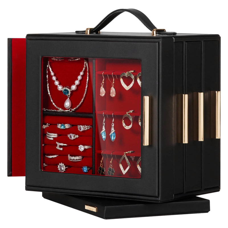 Yorbay Schmuckkästchen mit 360° Drehung Schwarz-Rot - SL008-C152 - 58 - Yorbay.de