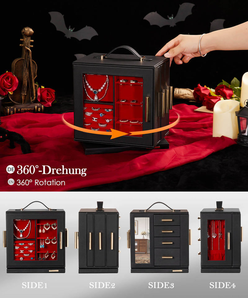 Yorbay Schmuckkästchen mit 360° Drehung Schwarz-Rot - SL008-C152 - 14 - Yorbay.de