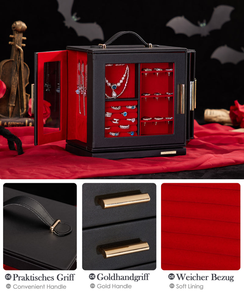 Yorbay Schmuckkästchen mit 360° Drehung Schwarz-Rot - SL008-C152 - 16 - Yorbay.de