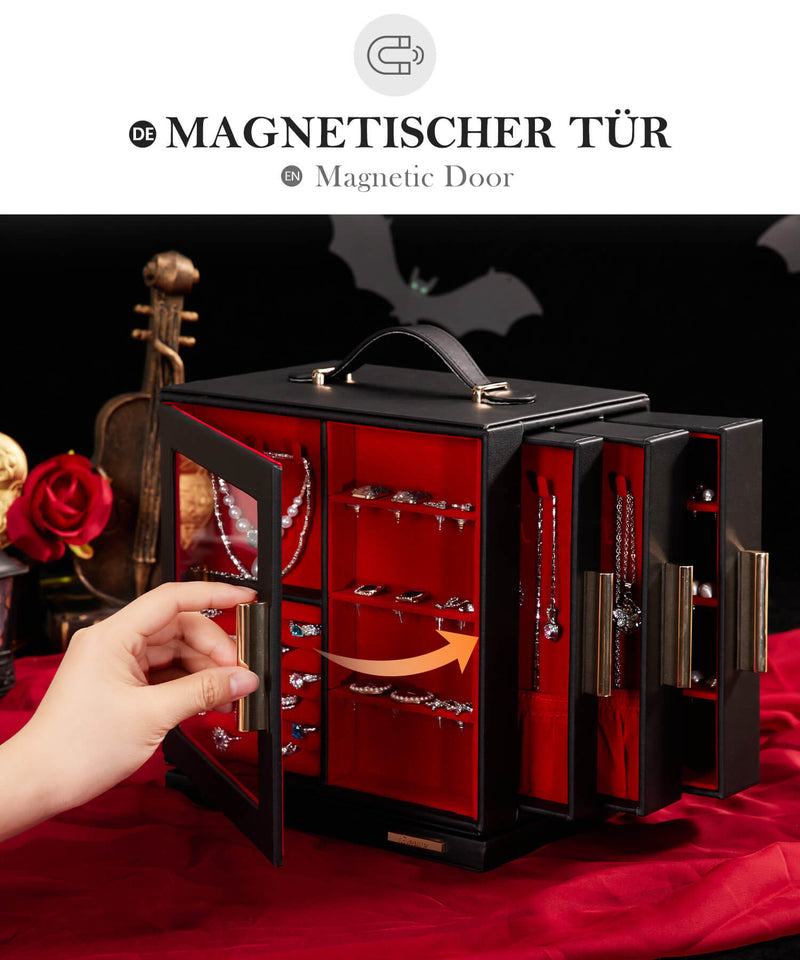 Yorbay Schmuckkästchen mit 360° Drehung Schwarz-Rot - SL008-C152 - 17 - Yorbay.de