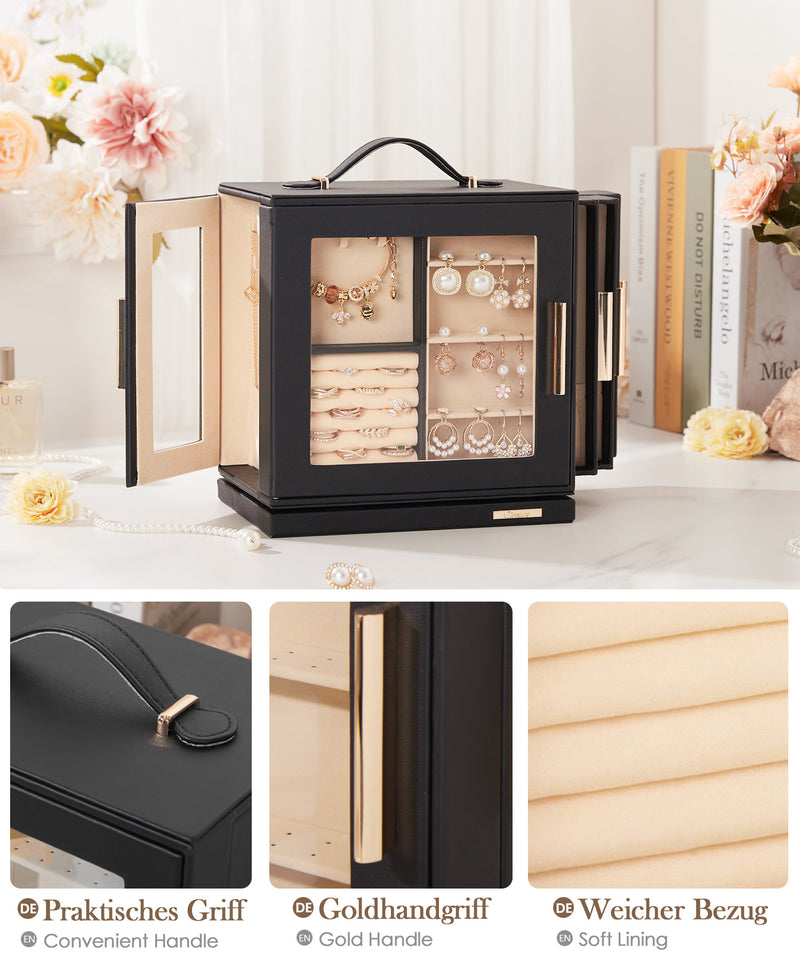 Yorbay Schmuckkästchen mit 360° Drehung, Klarem Schaufenster und 9 Schubladen - SL008 - C152 - 13 - Yorbay.de