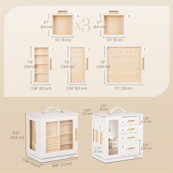 Yorbay Schmuckkästchen mit 360° Drehung, Klarem Schaufenster und 9 Schubladen - SL008 - C144 - 3 - Yorbay.de