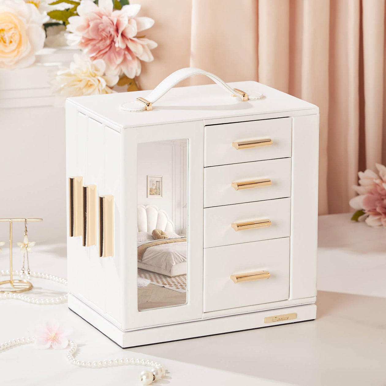 Yorbay Schmuckkästchen mit 360° Drehung Weiß - SL008-C144 - 2 - Yorbay.de