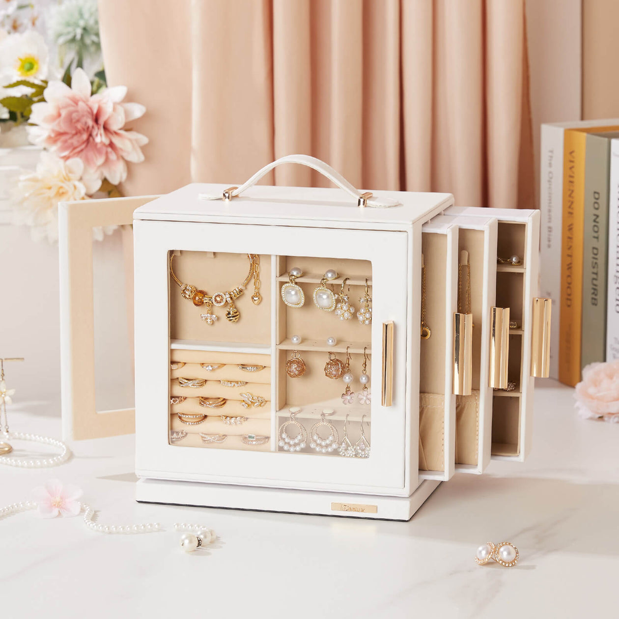 Yorbay Schmuckkästchen mit 360° Drehung Weiß - SL008-C144 - 8 - Yorbay.de