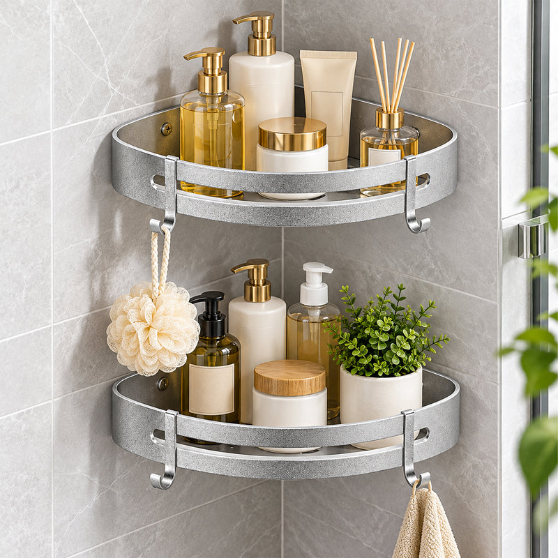 Yorbay 3 pieces shower shelf made of aluminum, no drilling required
