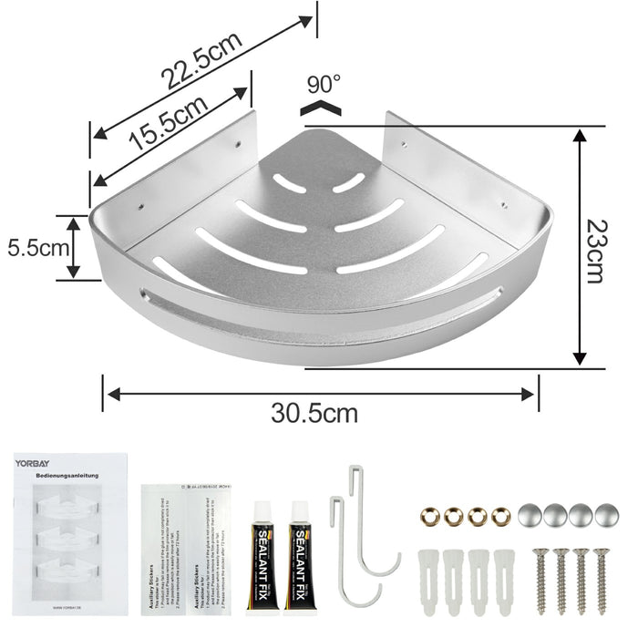 Yorbay 3 Stücke Duschregal aus Aluminium, ohne Bohren zu montieren - F06 - 10 - Yorbay.de