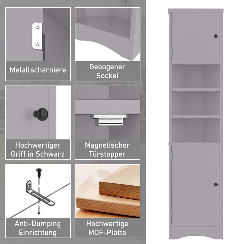 Dreieckiger Badezimmerschrank mit verstellbaren Ablageböden, 37 x 24,5 x 170 cm - YB - N877P296997E - 12 - Yorbay.de