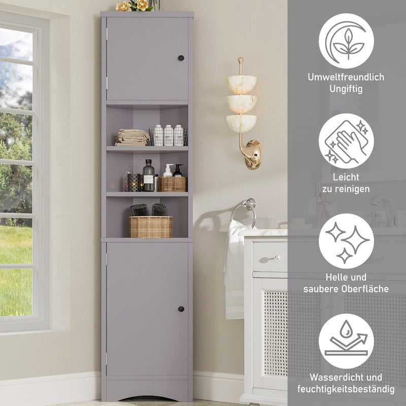 Dreieckiger Badezimmerschrank mit verstellbaren Ablageböden, 37 x 24,5 x 170 cm - YB - N877P296997E - 14 - Yorbay.de