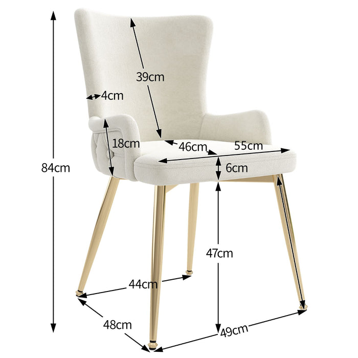 Samt-Esszimmerstuhl mit Metallbeinen, Beige / Grau