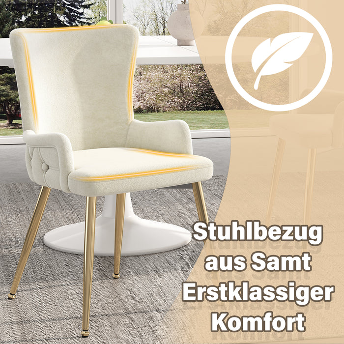 Samt-Esszimmerstuhl mit Metallbeinen, Beige / Grau