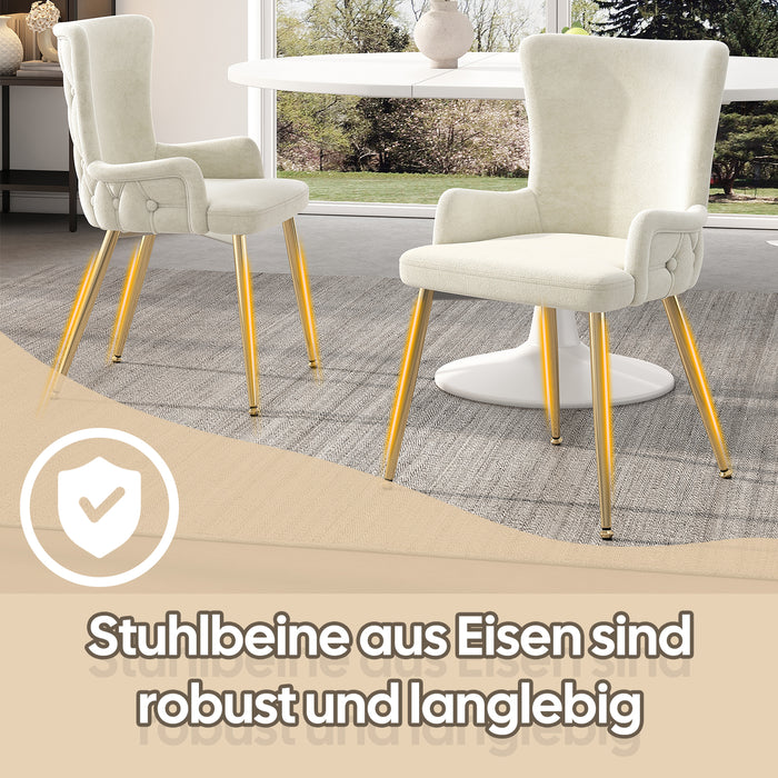 Samt-Esszimmerstuhl mit Metallbeinen, Beige / Grau