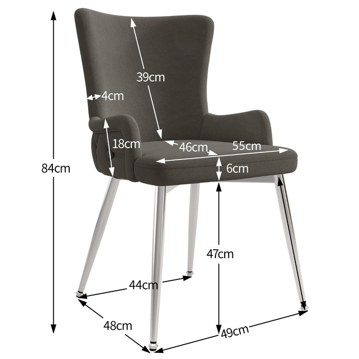 Samt-Esszimmerstuhl mit Metallbeinen, Beige / Grau