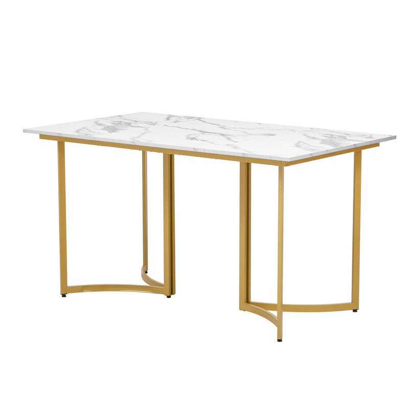 Esstisch mit Marmoroptik und gebogenen Metallbeinen - YB - N651P235762G - 9 - Yorbay.de