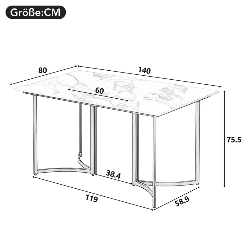 Esstisch mit Marmoroptik und gebogenen Metallbeinen - YB - N651P235762G - 11 - Yorbay.de