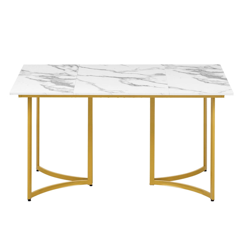 Esstisch mit Marmoroptik und gebogenen Metallbeinen - YB - N651P235762G - 13 - Yorbay.de