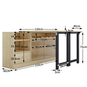 Ausziehbarer Klapp - Esstisch mit Stauraum, 360° drehbar, Natur+Schwarz - YB - N634P1998945S - 3 - Yorbay.de