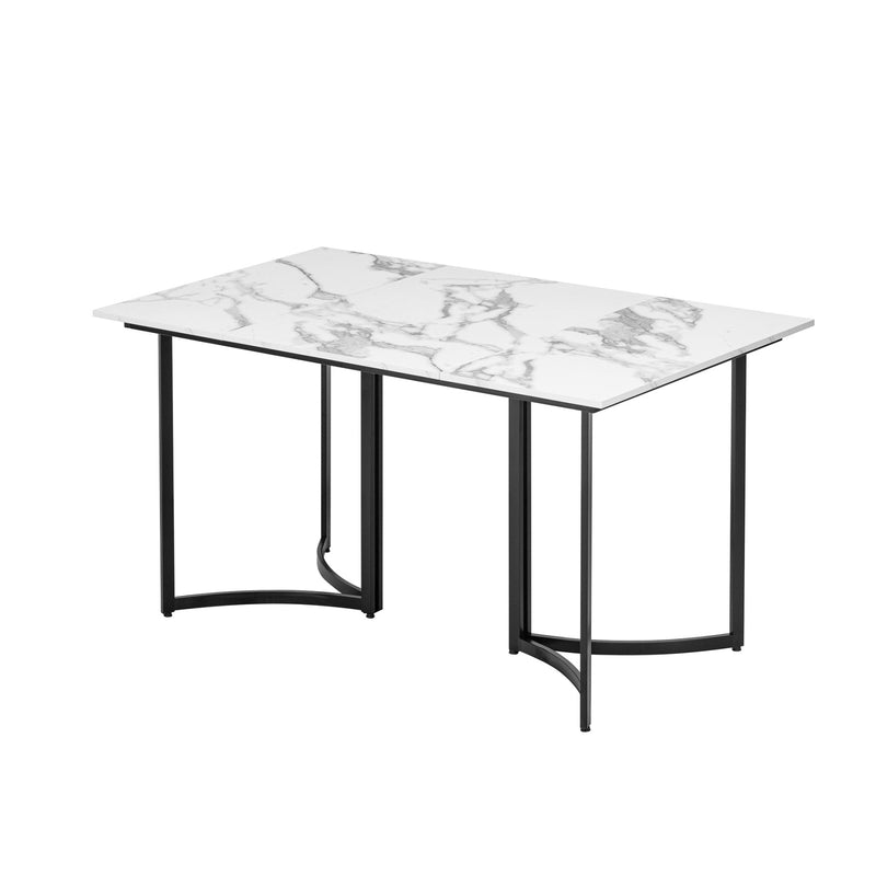 Esstisch mit Marmoroptik und gebogenen Metallbeinen - YB - N651P235762B - 1 - Yorbay.de