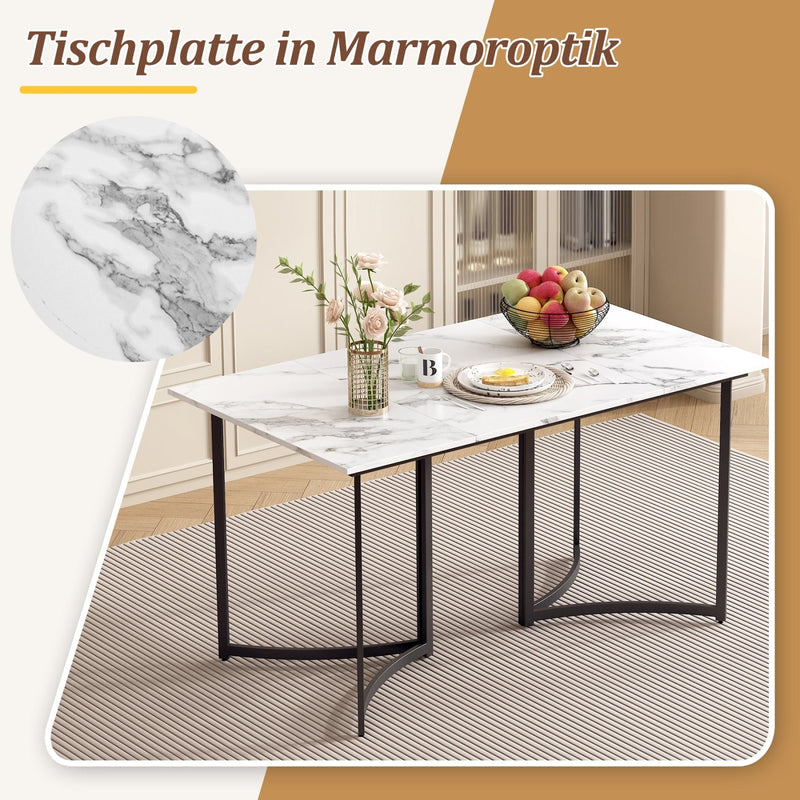 Esstisch mit Marmoroptik und gebogenen Metallbeinen - YB - N651P235762B - 4 - Yorbay.de
