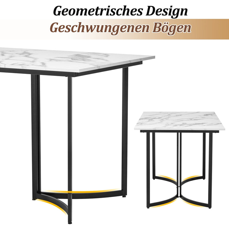 Esstisch mit Marmoroptik und gebogenen Metallbeinen - YB - N651P235762B - 5 - Yorbay.de
