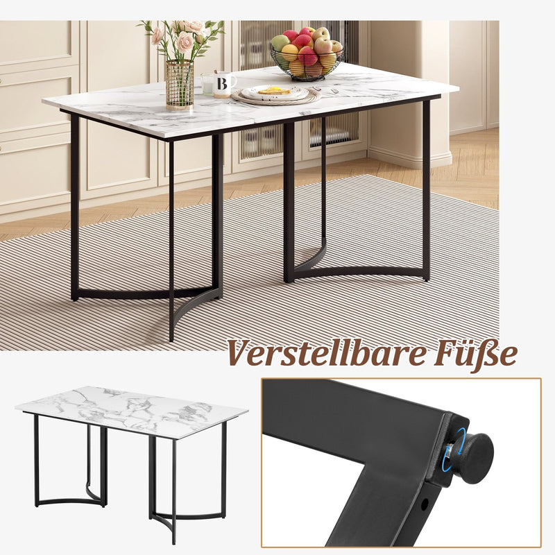 Esstisch mit Marmoroptik und gebogenen Metallbeinen - YB - N651P235762B - 6 - Yorbay.de