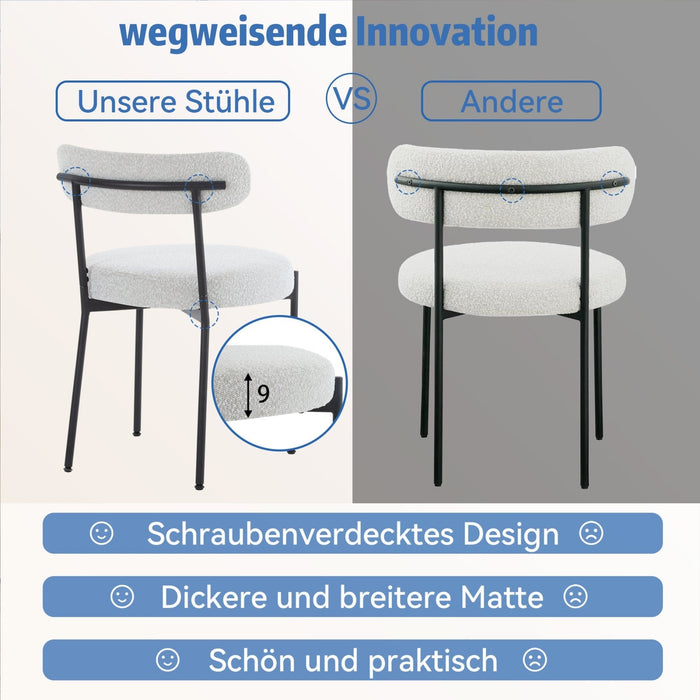 Bouclé - Esszimmerstuhl mit runder Sitzfläche, 2er Set / 4er Set / 6er Set - YB - N653P210895W - 6 - Yorbay.de