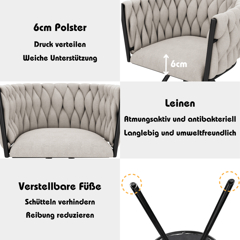 Leinen - Esszimmerstuhl, 360 - Grad drehbar, 2er Set / 4er Set / 6er Set - YB - N634P198449E - 4 - Yorbay.de