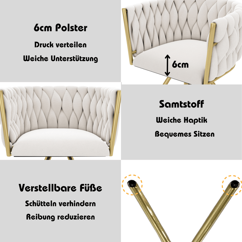 Samt - Esszimmerstuhl, 360 - Grad drehbar, 2er Set / 4er Set / 6er Set - YB - N634P215344B - 24 - Yorbay.de