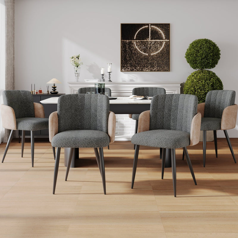 Polsterstuhl mit Armlehnen, grau, 2er Set / 4er Set / 6er Set - YB - N620P212572E - 6 - 12 - Yorbay.de