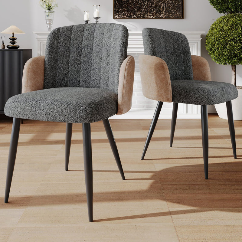 Polsterstuhl mit Armlehnen, grau, 2er Set / 4er Set / 6er Set - YB - N620P212572E - 2 - Yorbay.de