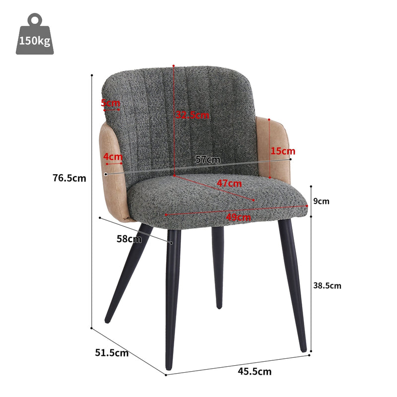 Polsterstuhl mit Armlehnen, grau, 2er Set / 4er Set / 6er Set - YB - N620P212572E - 3 - Yorbay.de