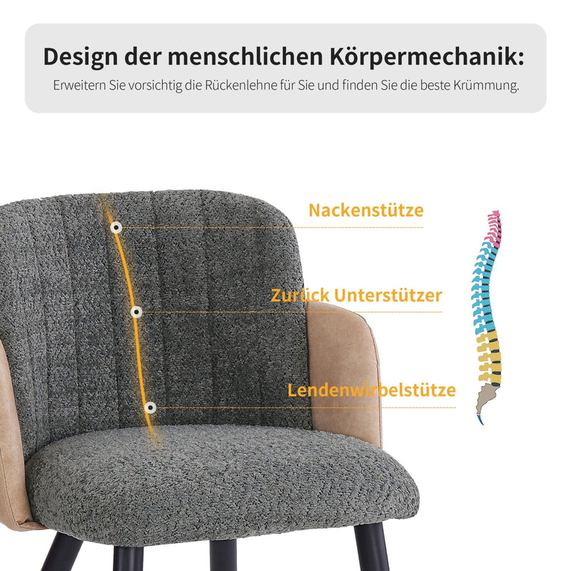 Polsterstuhl mit Armlehnen, grau, 2er Set / 4er Set / 6er Set - YB - N620P212572E - 4 - Yorbay.de