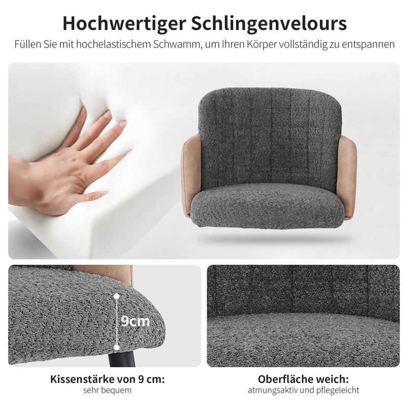 Polsterstuhl mit Armlehnen, grau, 2er Set / 4er Set / 6er Set - YB - N620P212572E - 6 - Yorbay.de