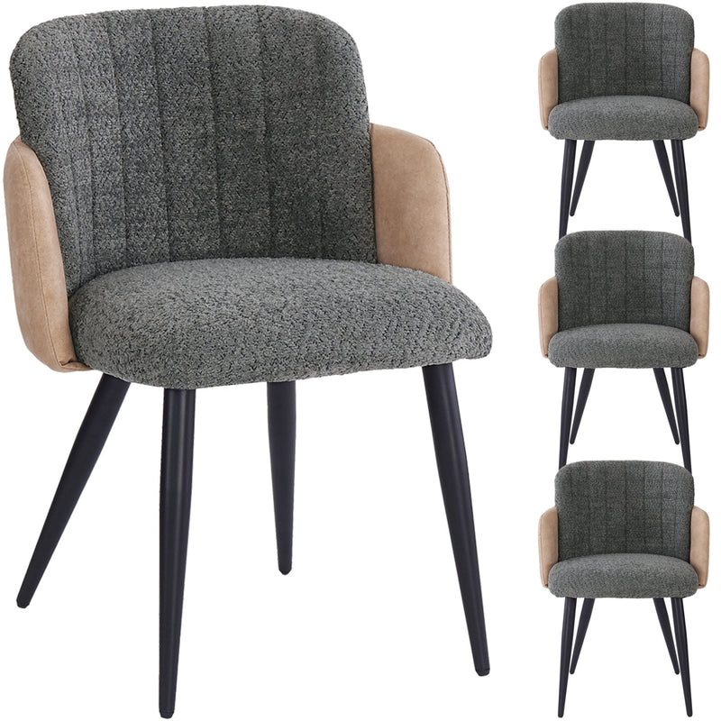 Polsterstuhl mit Armlehnen, grau, 2er Set / 4er Set / 6er Set - YB - N620P212572E - 9 - Yorbay.de