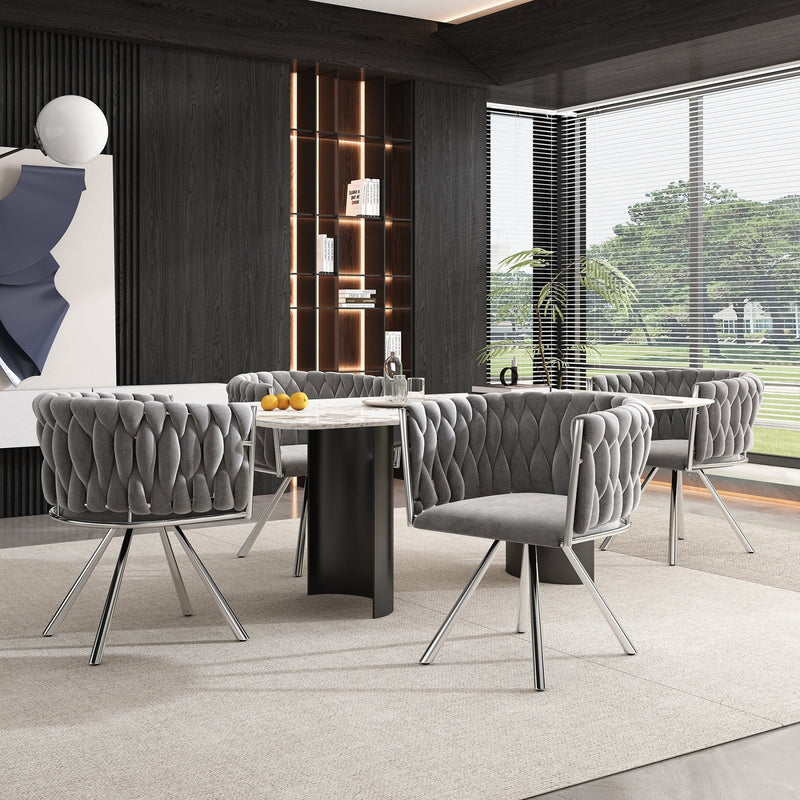 Samt - Esszimmerstuhl, 360 - Grad drehbar, 2er Set / 4er Set / 6er Set - YB - N634P205010G - 4 - 18 - Yorbay.de